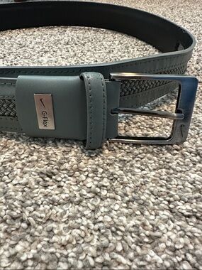 Nike Men's Blue/Gray G-Flex Woven Belt with Metal Buckle